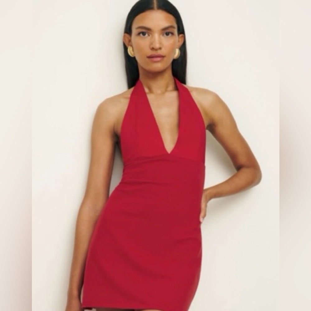 Reformation Baker Knit Red Dress
